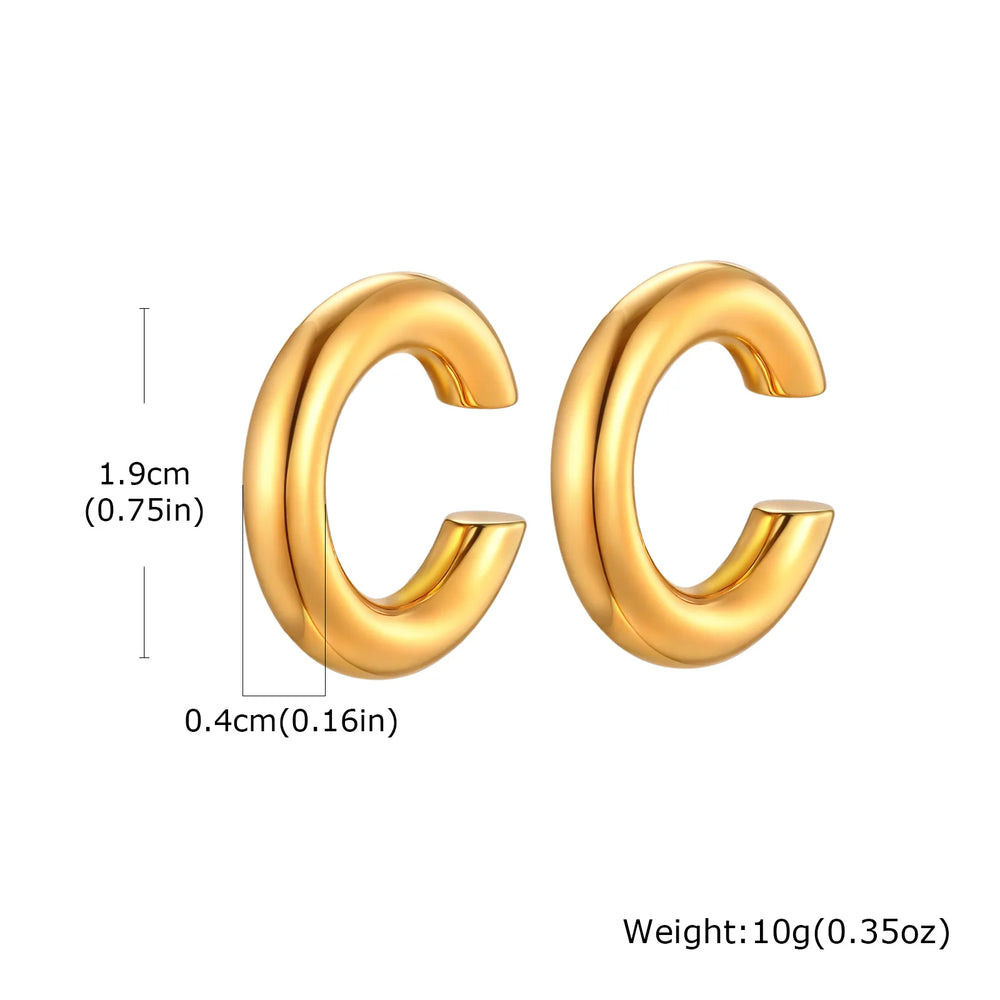 Stainless Steel C-Shaped Ear Clip | Punk Fake Piercing Ear Cuff for Women detail view