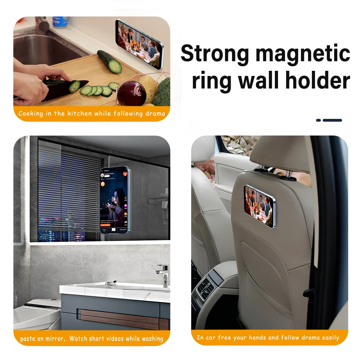 MagSafe Magnetic Phone Holder for iPhone 12-14 Wall & Car Mount