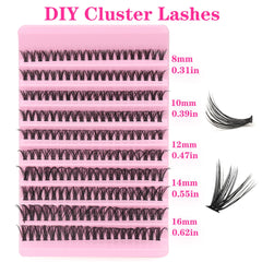 D-Curl Cluster Lashes Kit 200Pcs | DIY Natural Lash Extensions close-up view
