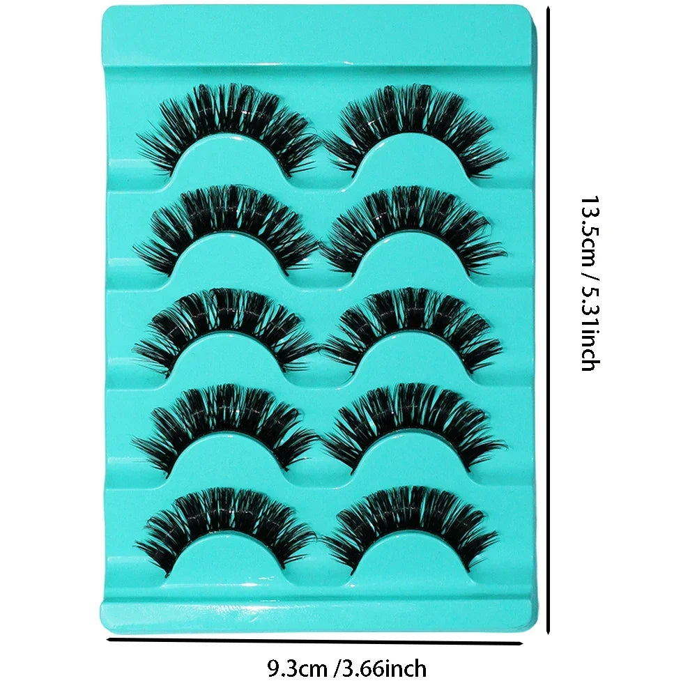 5 Pairs Lashes DD Curl Russian Lashes 3D Faux Mink Eyelashes Reusable Fluffy Russian S close-up view