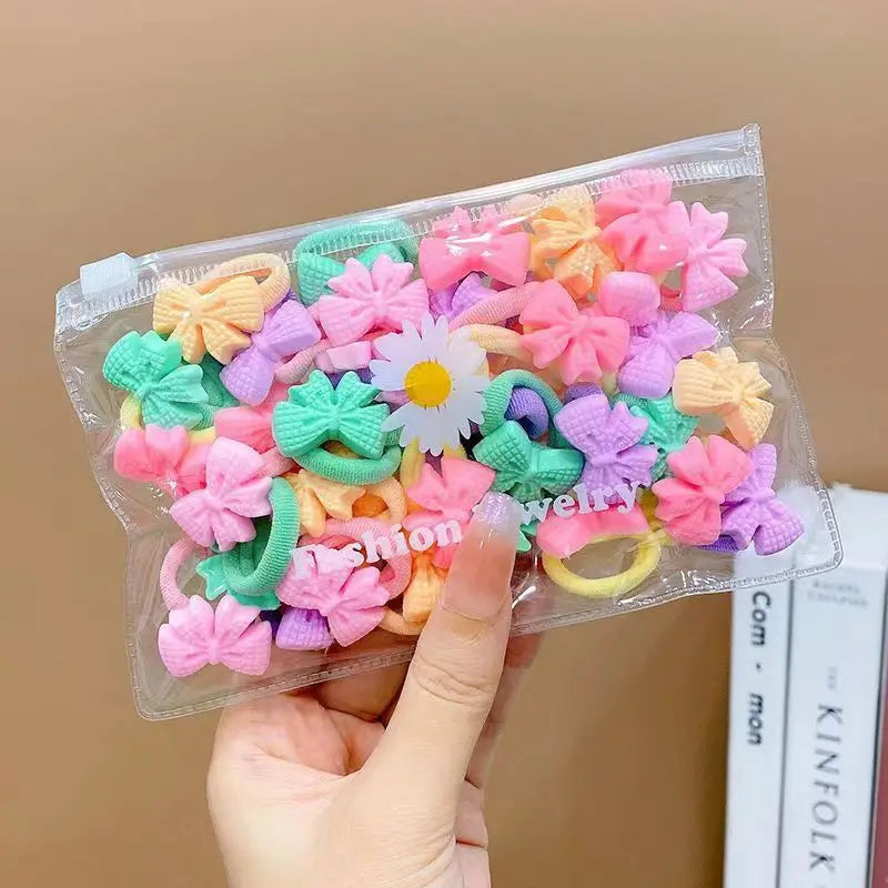 10/20Pcs/Set Cute Cartoon Rubber Elastic Hair Bands Girls Not Hurt Hair Small Scrun additional angle