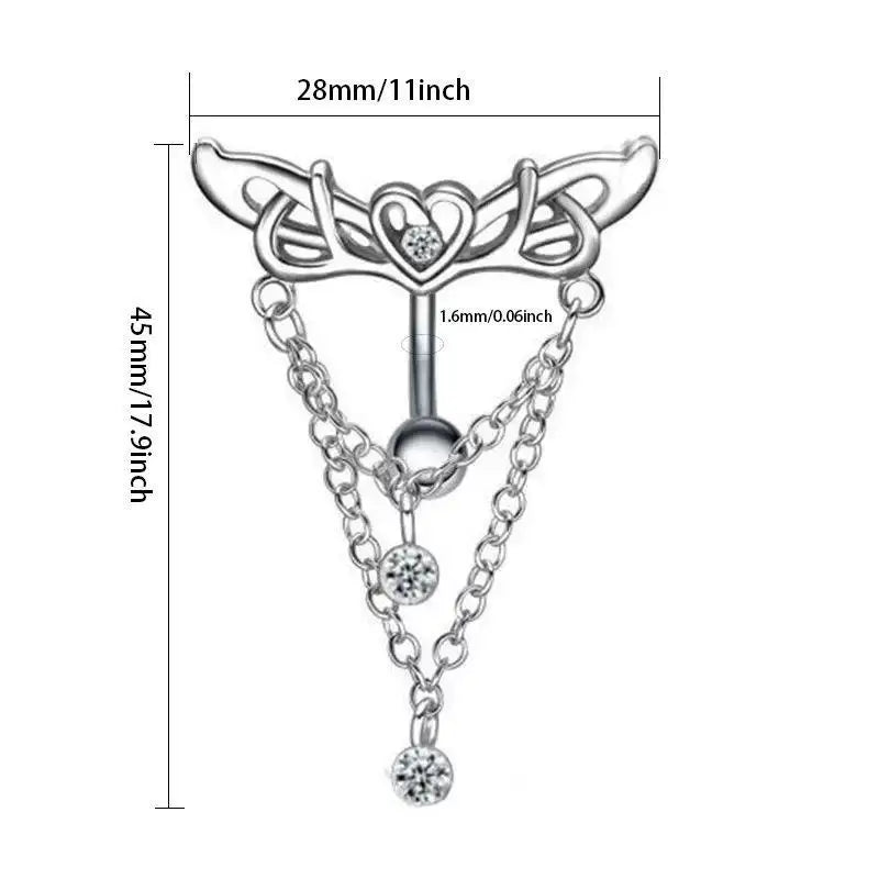 Heart Wings Sexy Belly Button Ring 1PC High Quality Stainless Steel Navel Piercing Je alternate view