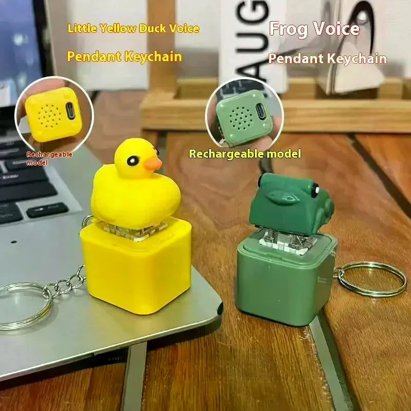 Funny Croaking Frog Duck Keychain Rechargeable Keyboard Fidget Clicker Sound Keyring alternate view