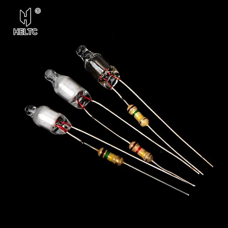 Neon Indicator Light Bulbs with Resistor | 220V Red Blue Green 4x10mm 5x13mm detail view