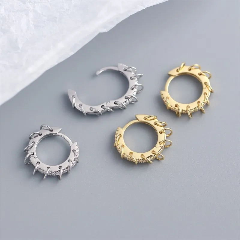 ANENJERY CZ Zircon Circle Hoop Earrings for Women Men Punk Trendy Party Accessories F lifestyle view