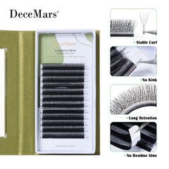 DeceMars V-Shaped 4D Eyelash Extensions | Matte Black 12 Rows per Tray alternate view