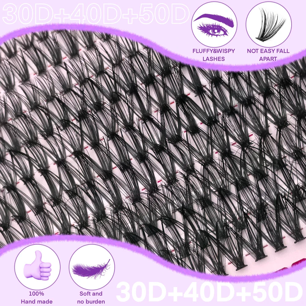 700PCS-30D/40D/50D 80D DIY Eyelash Extension Kit Mixed Length 9-16mm, D-Curl Eyelashes for DIY and Various Festive Celebrations