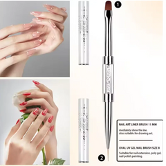 Pro Dual-Ended Builder Gel Nail Brush W/Rhinestone Handle - For French Tip, Polish Ge alternate view