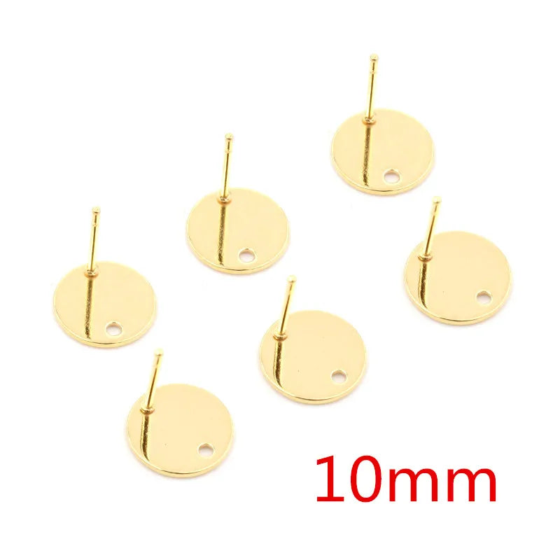 20pcs 316 Stainless Steel Gold Color Geometric Earring Stud Earring Posts Connector fo close-up view