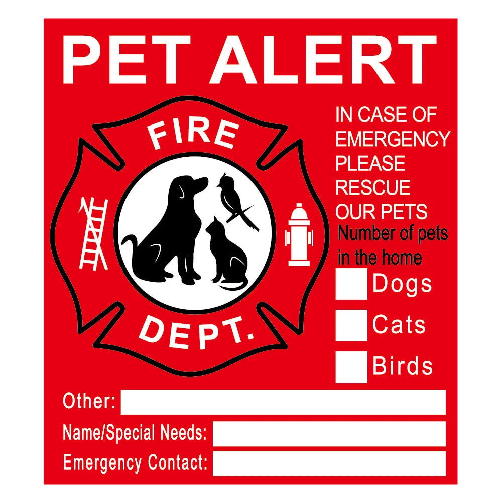Pet Alert Safety Stickers for Fire Rescue | Emergency Pet Inside Decal for Window or lifestyle view