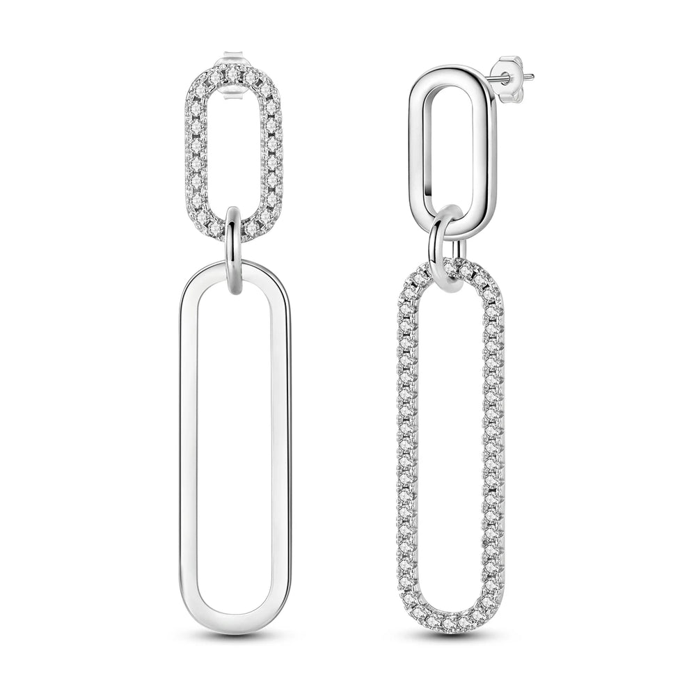 Original 925 Sterling Silver Women Hoop Earrings High Quality Shine Zircon U Shaped Clas detail view