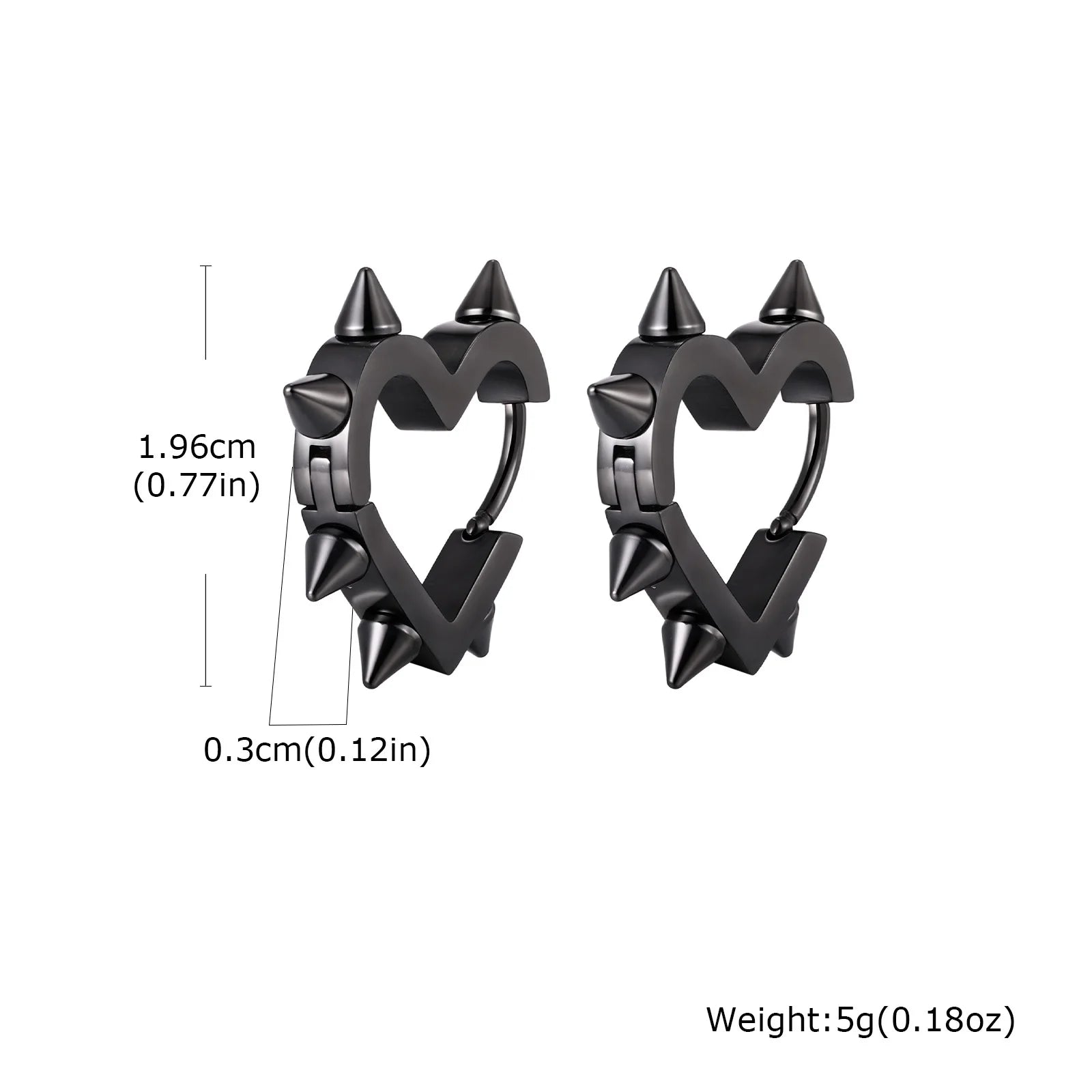Exaggerated Spike Rivet Heart Stud Earrings | Stainless Steel Goth Punk Jewelry alternate view