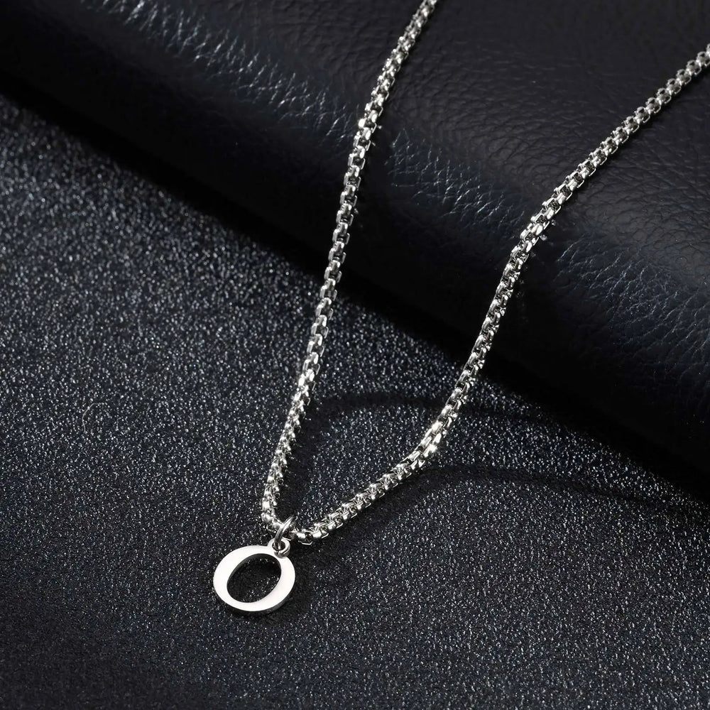 Minimal A-Z Initial Necklace for Men | Stainless Steel Letter Pendant additional angle