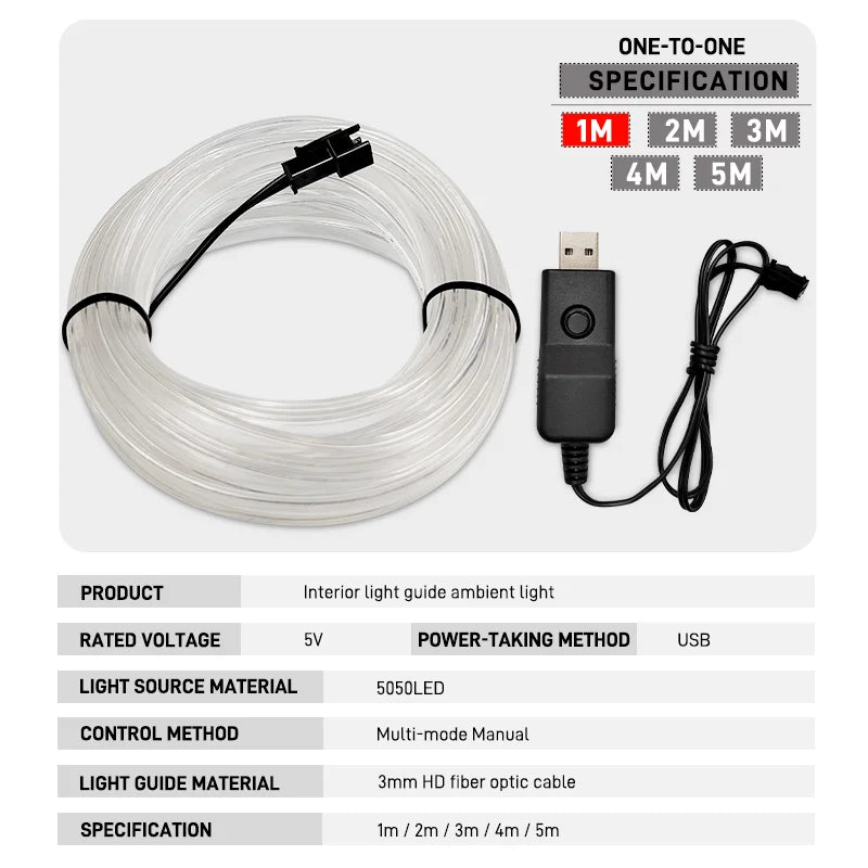 Car Interior EL Wire Neon Strips | Flexible LED Atmosphere Lamp close-up view