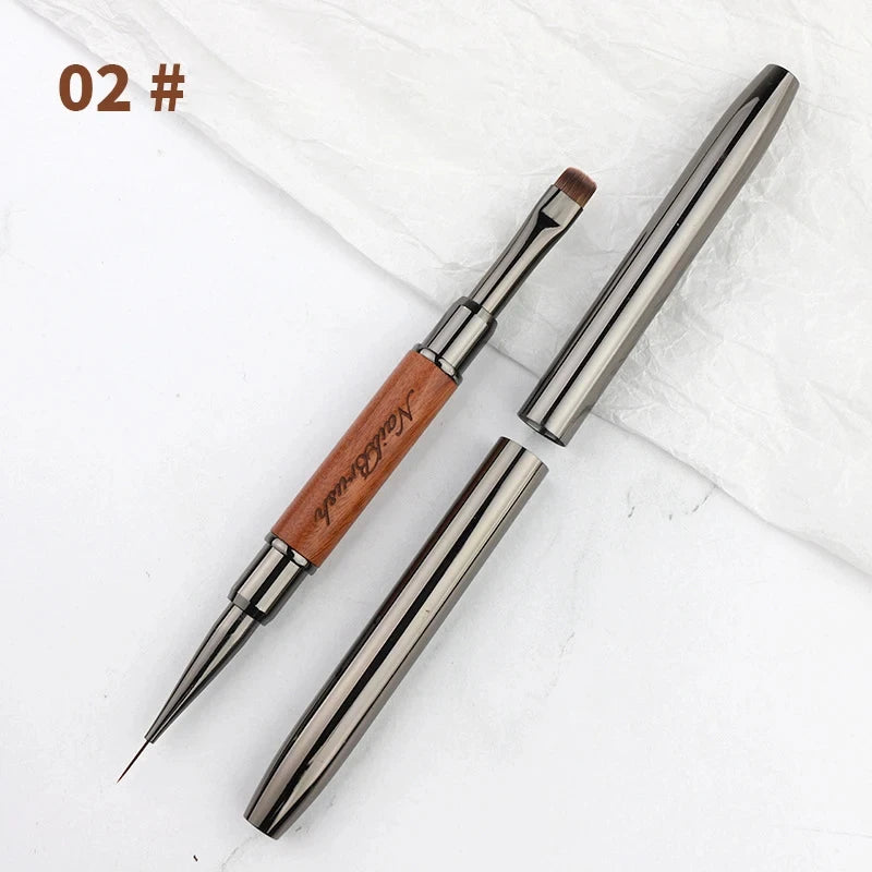 Dual-Ended Hard Nail Art Brush Builder Gel Rhinestone Handle French Tip for Manicure alternate view