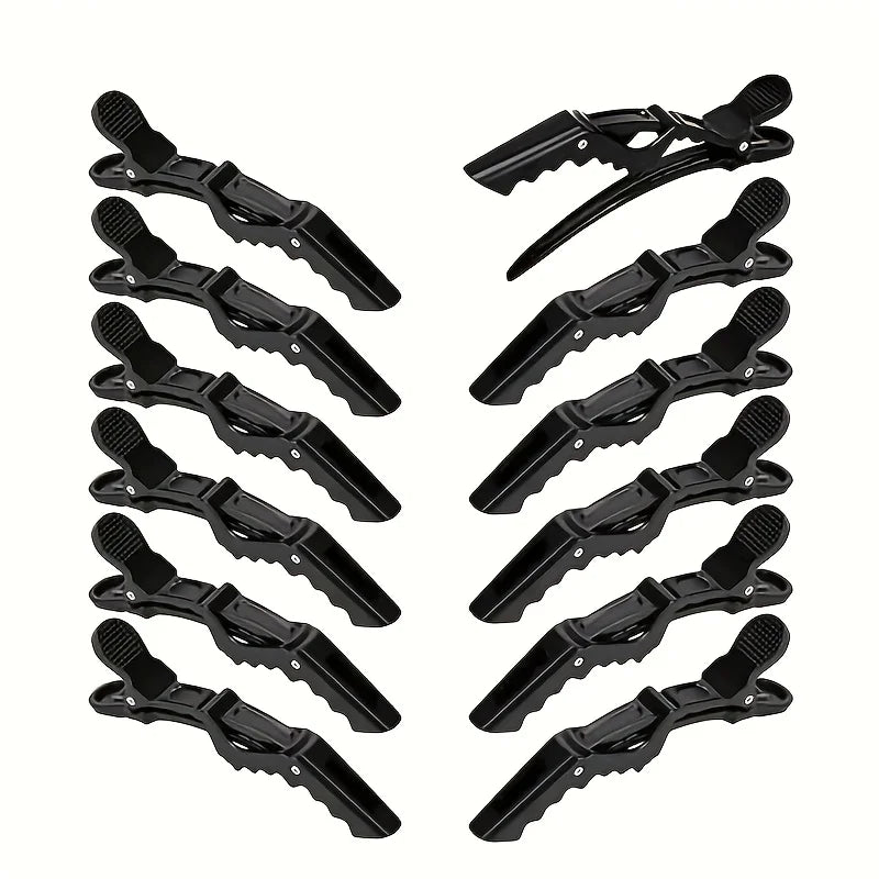 12-Piece Hair Clip for Styling - Wide-Toothed Double-Hinged Design, Professional Salon Quality Croco