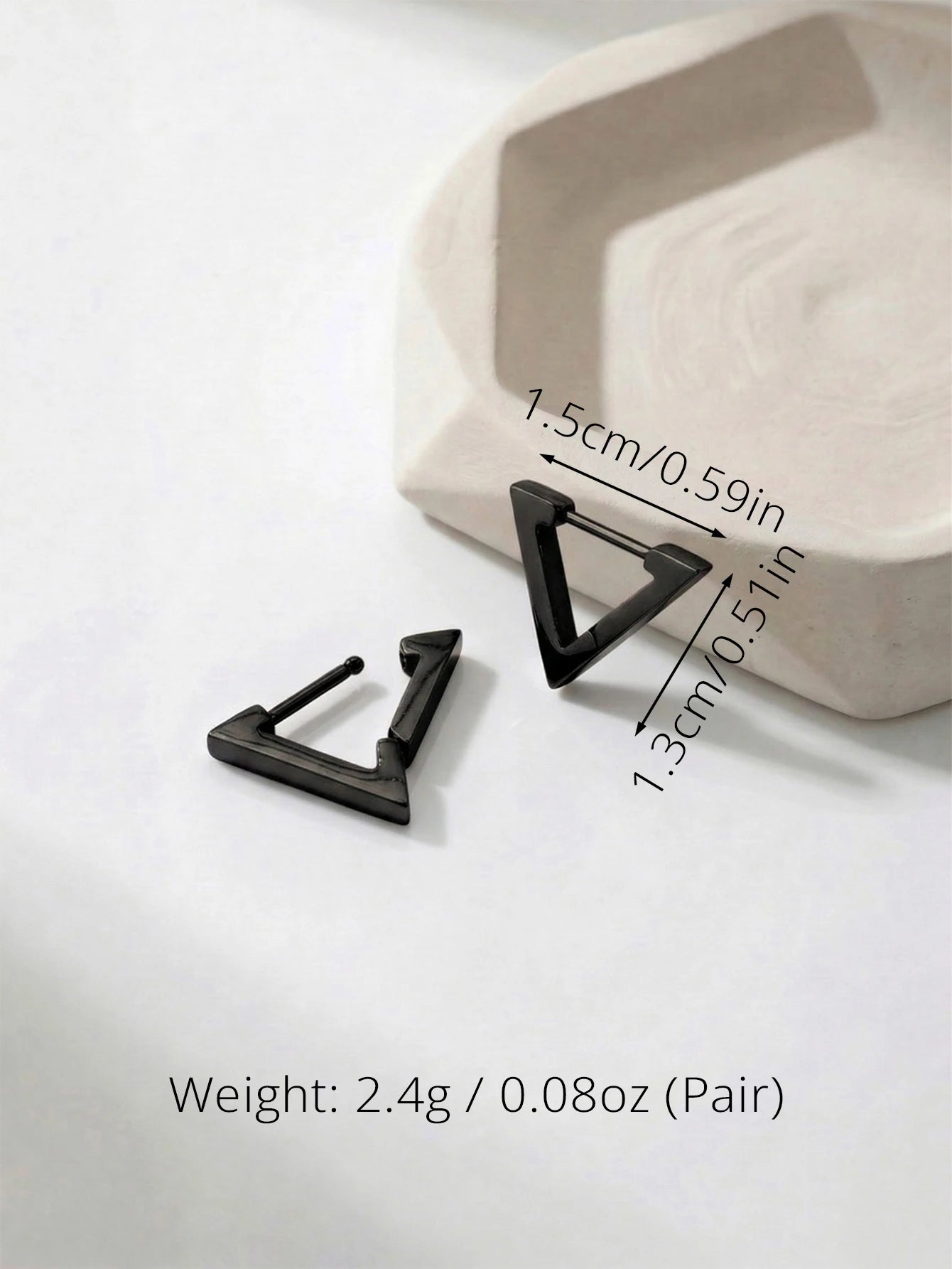 Unisex Stainless Steel Rectangular Hoop Earrings for Men Women Punk Rock Triangle H additional angle