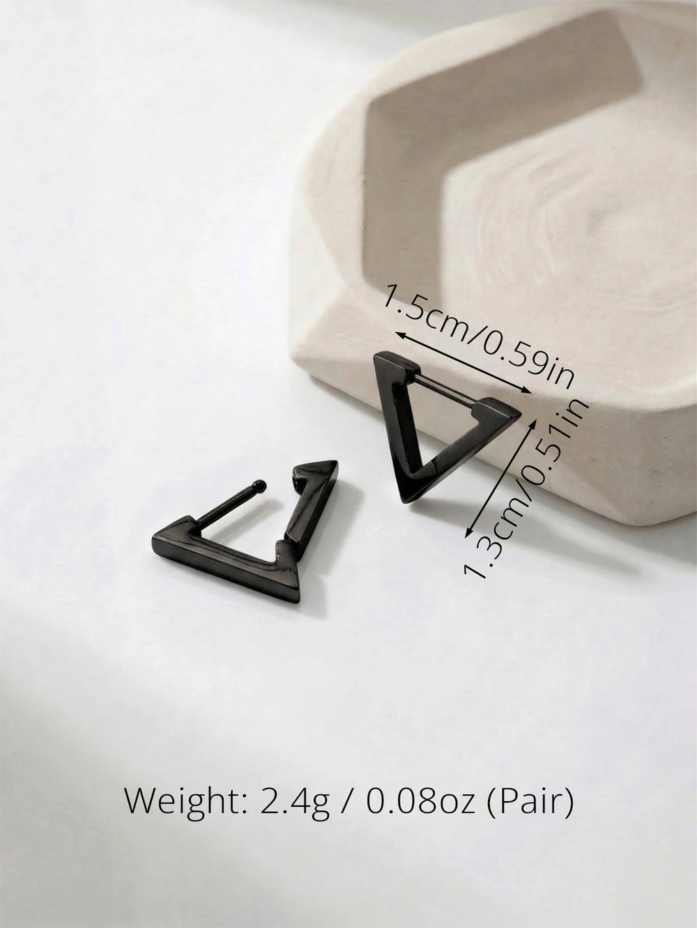 Unisex Stainless Steel Rectangular Hoop Earrings for Men Women Punk Rock Triangle H additional angle