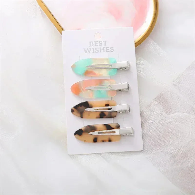 Women 2/3/4pcs Korean Fashion Gold White Pink Glitter Hair Pin Acetate Make Up Hair Clip detail view