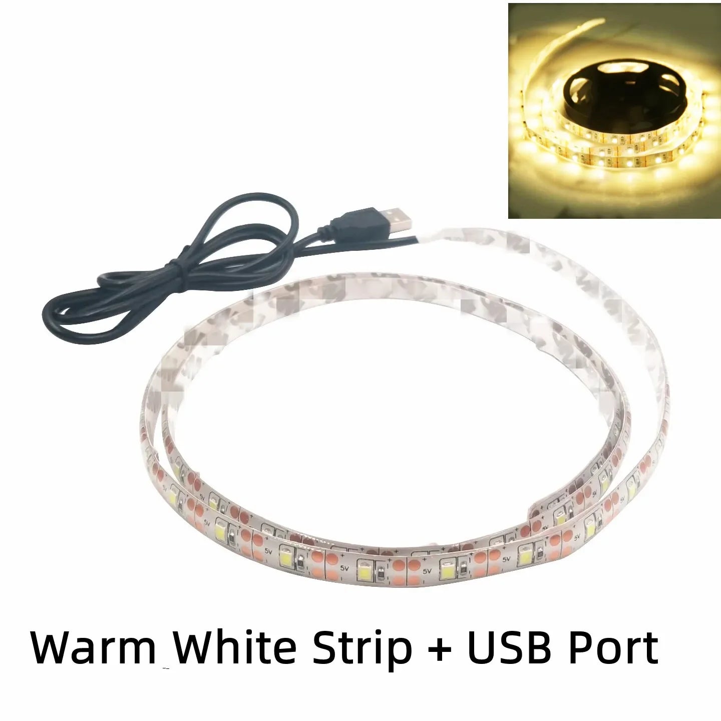 5V USB LED Strip Lights | Flexible Home TV Background Lighting close-up view