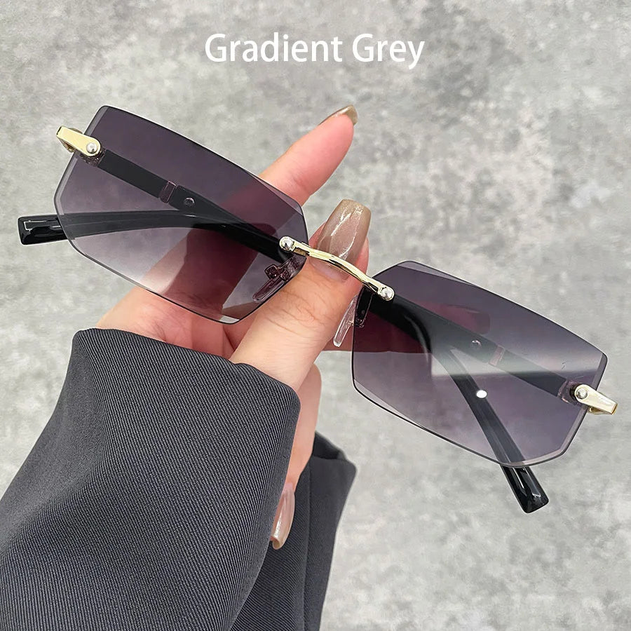 Business Rectangle Gradient Lenses Unisex Sunglasses Women Men Colored Lenses Metal F alternate view