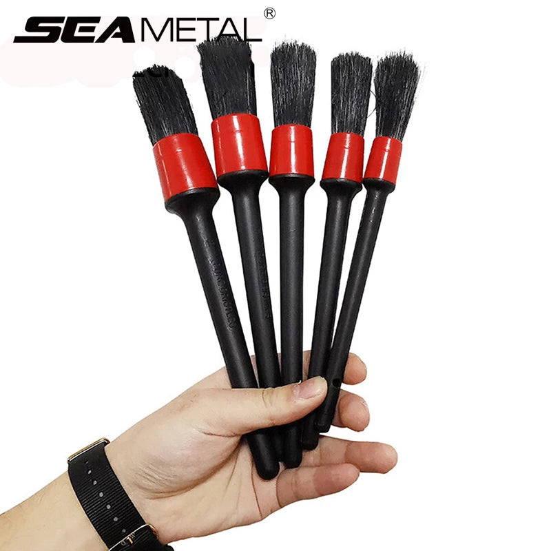 SEAMETAL 5pcs Car Detailing Brush Set Car Dashboard Air Conditioner Air Outlet Wheel Brushes