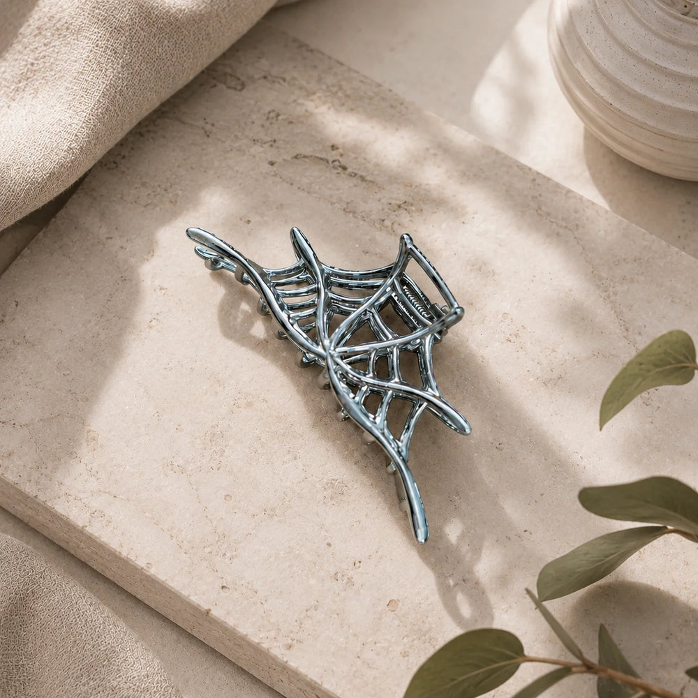 JIVELA Alloy Spider Web Hair Claw Clip Metal Gothic Jaw Clip for Women Girls Punk H additional angle