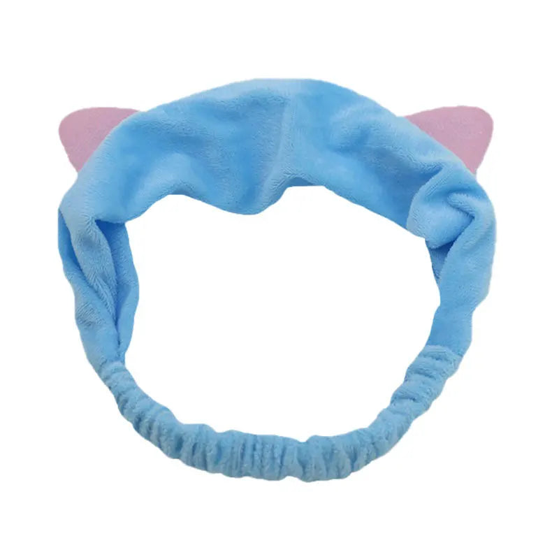 Cute Red Horns Elastic Hairbands for Women Wash Face Sport Soft Plush Rabbit Ears H additional angle
