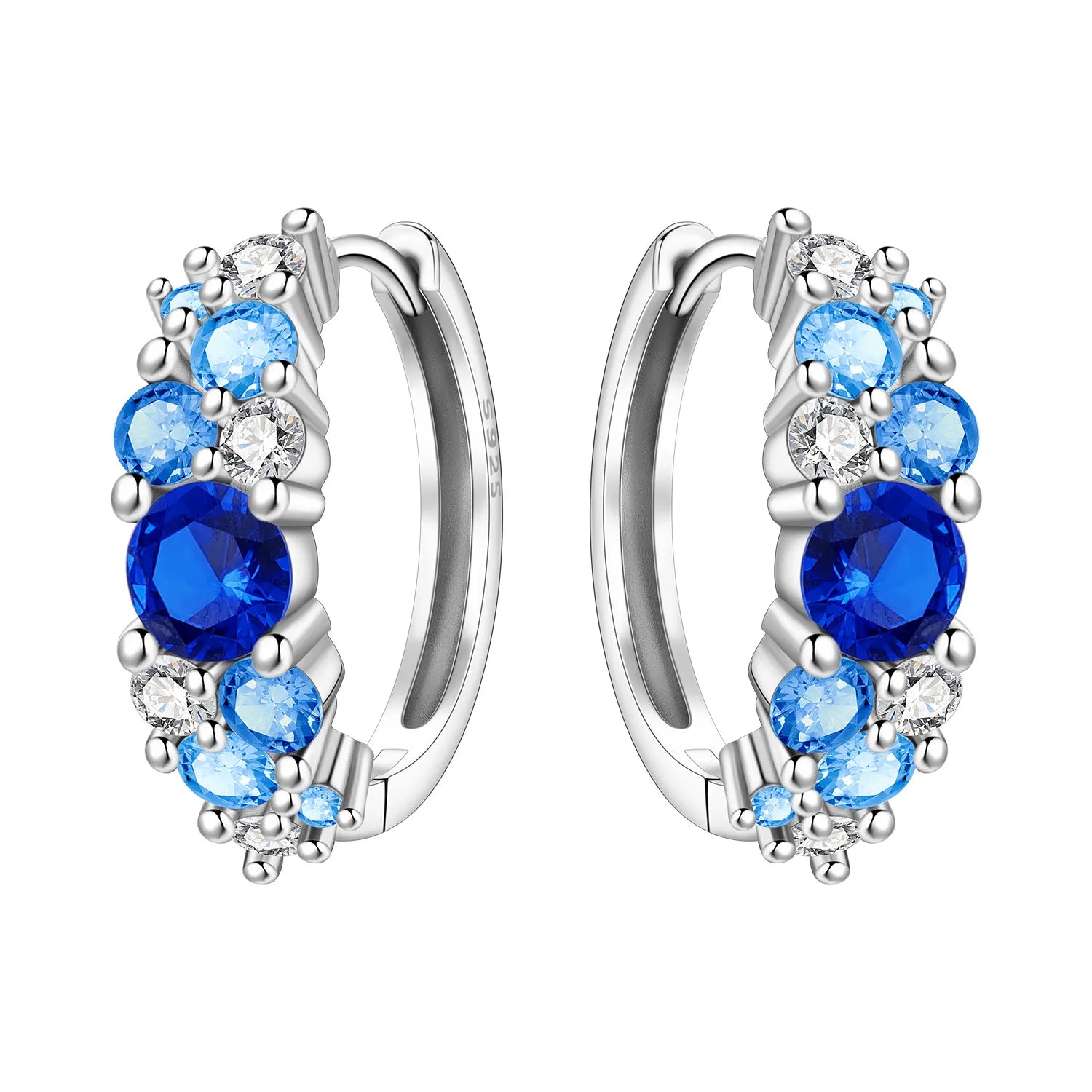 PANPOKI S925 Sterling Silver Purple Zircon Series Earrings Hoop Earrings For Women Je alternate view