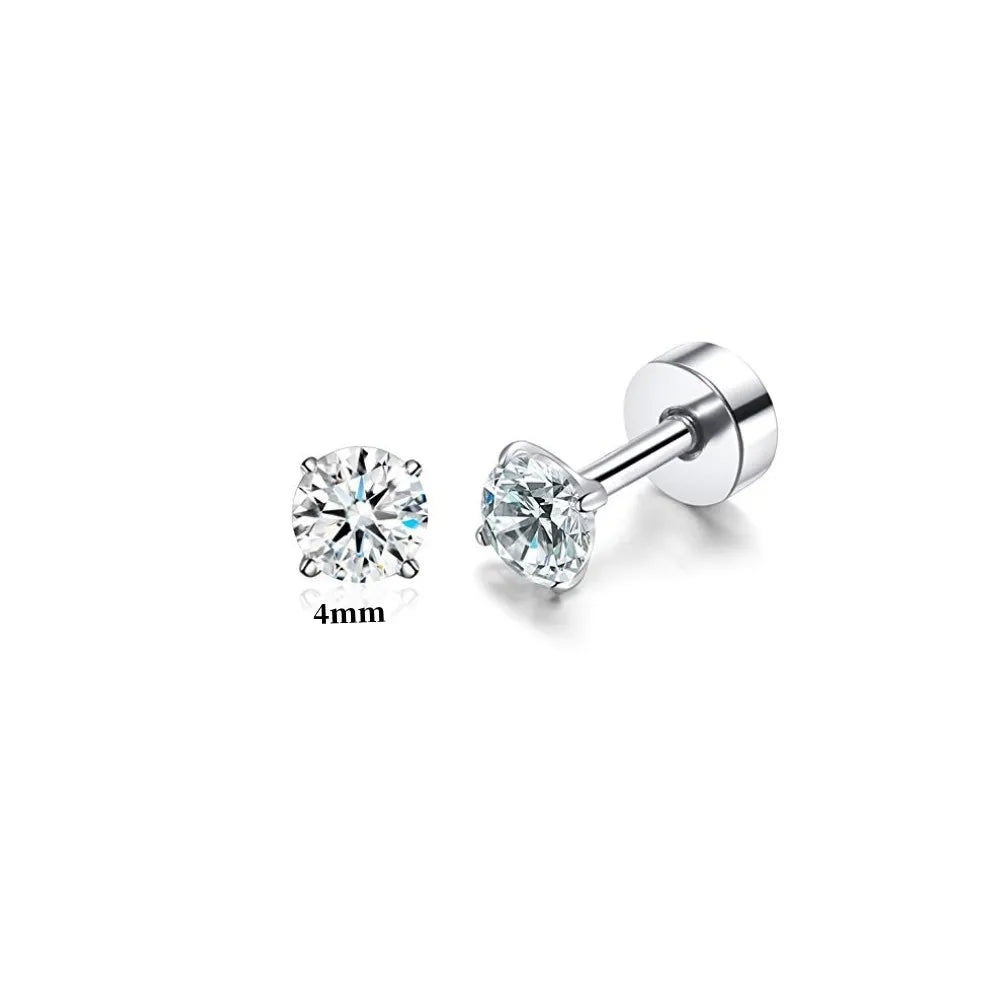 18 Pairs 14K Gold Plated Surgical Steel Screw Flat Back Stud Earrings Tiny Cartilage E close-up view