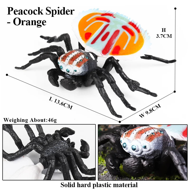 Oenux Insect Animals Model Spider Web Scorpion Bat Action Figures Figurine Miniature Cute Educational Kid Toy Halloween Gift