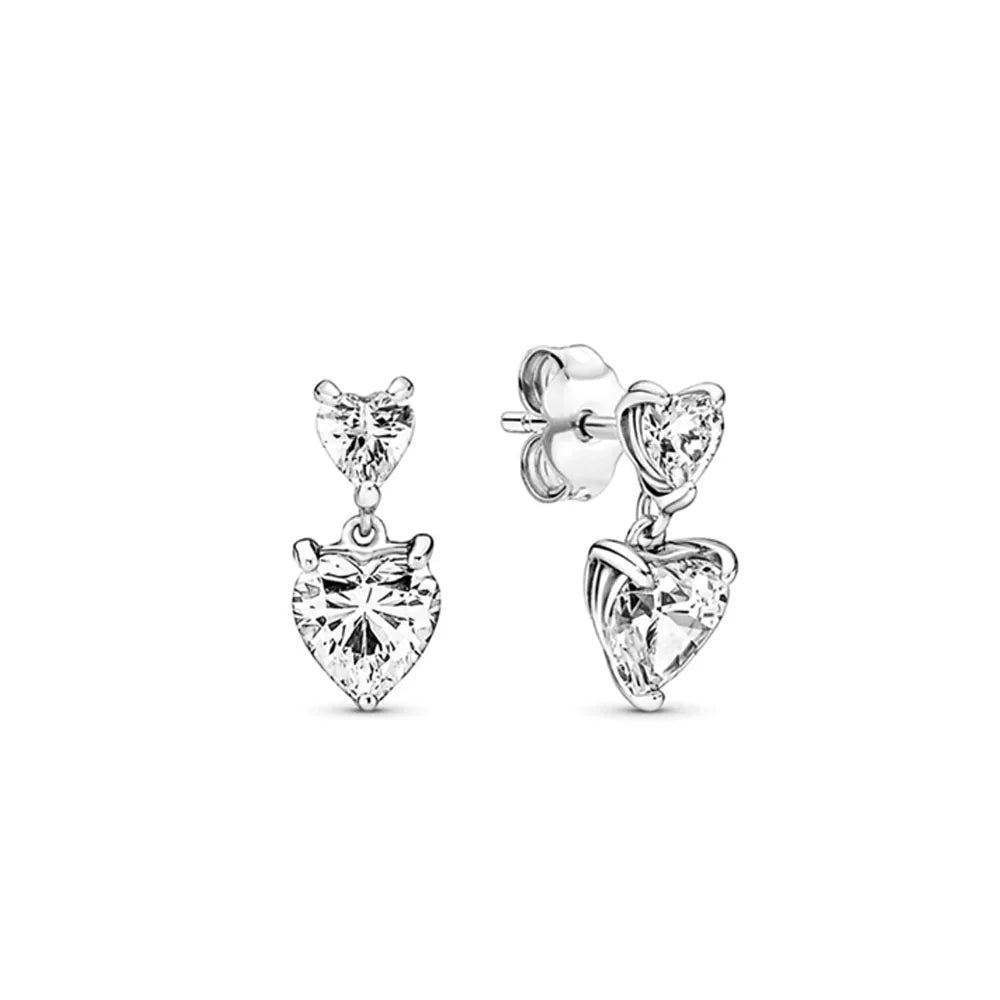 925 Silver Heart Snowflake Moon Earrings | Fine Stud Earrings for Women additional angle