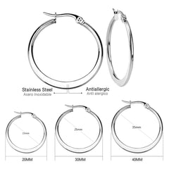 LUXUSTEEL Stainless Steel Hoop Earrings | Simple Geometric Shapes for Women close-up view