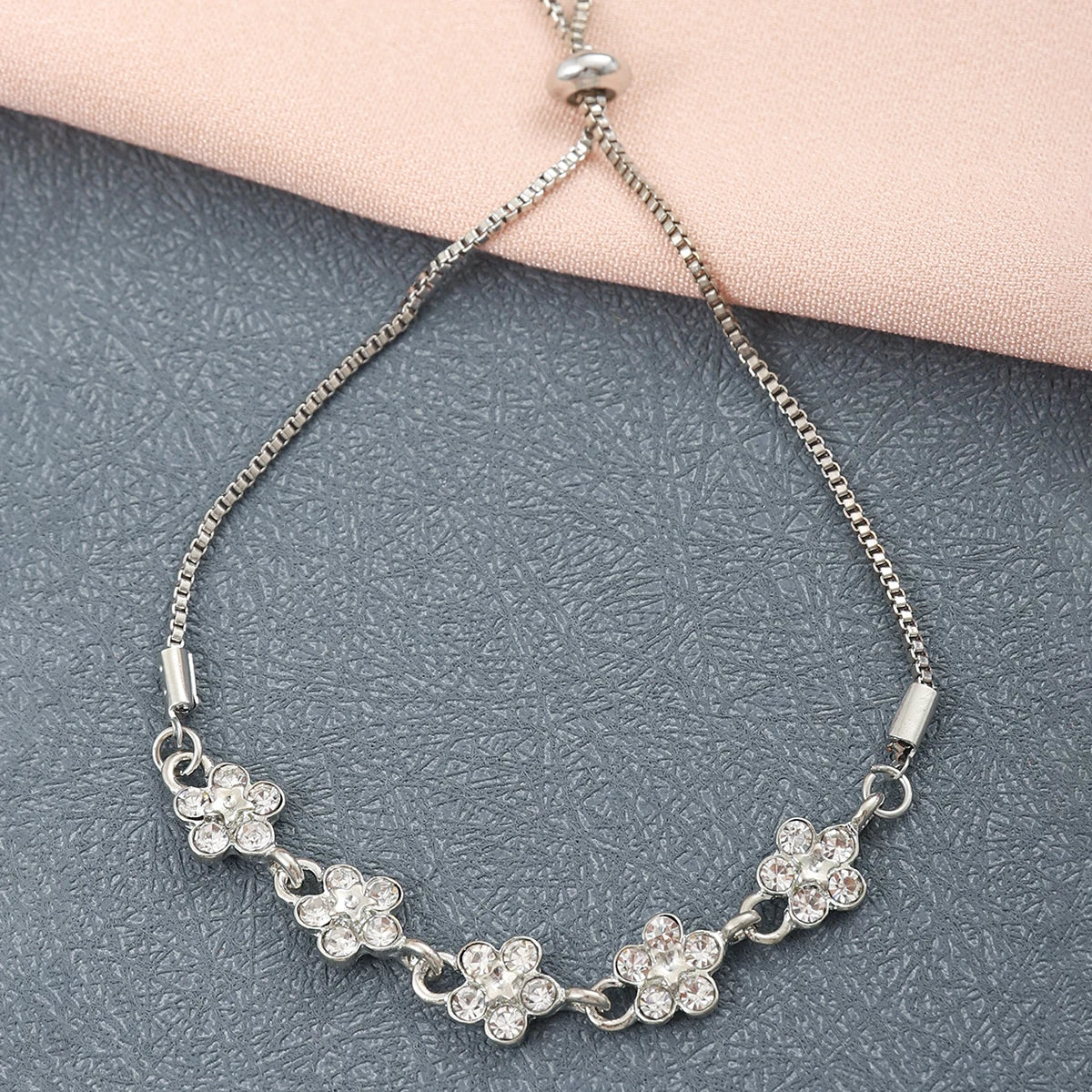 Zinc Alloy Bracelet Sparkling Zircon Flower Bracelet Handmade Bracelet Alloy For Daily W detail view