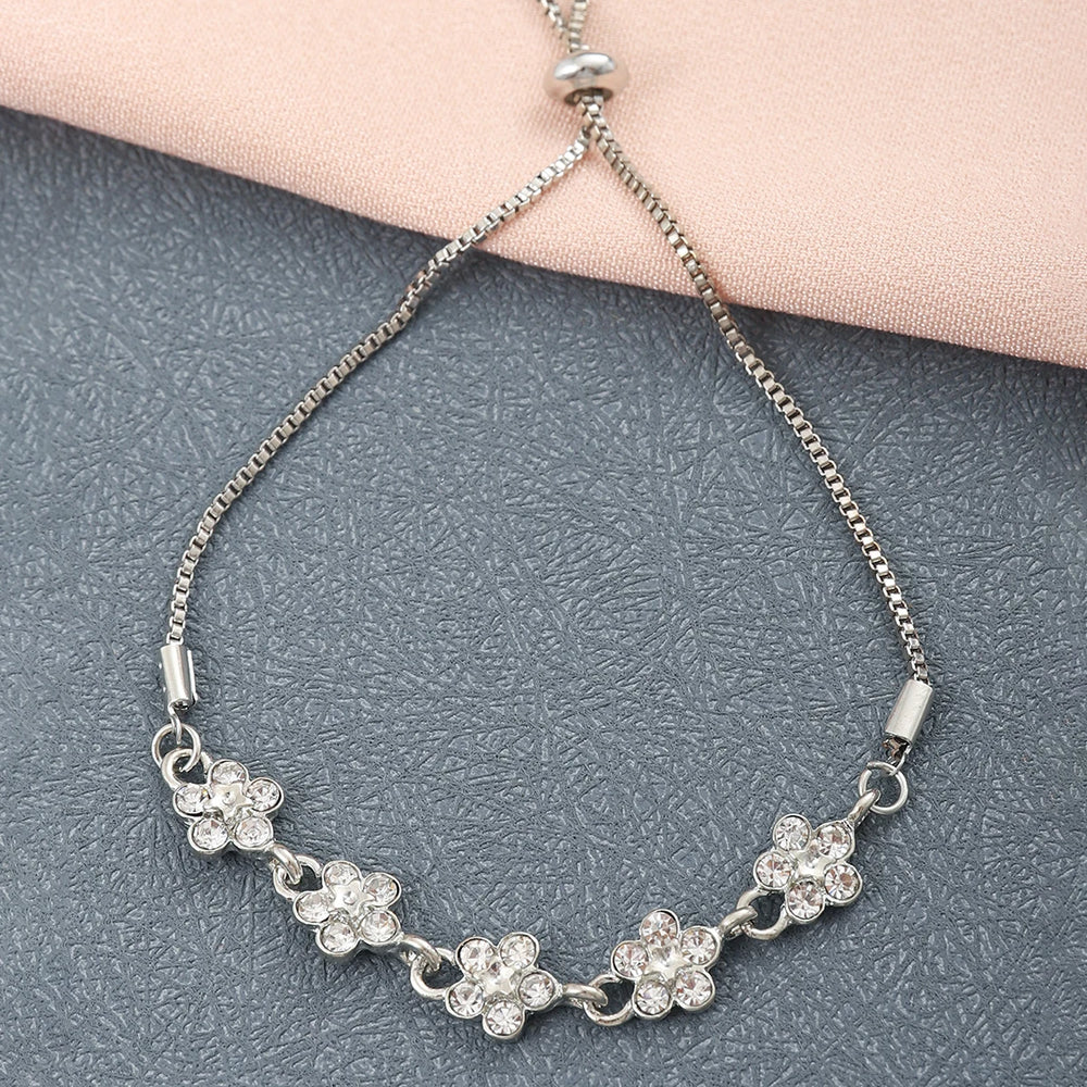 Zinc Alloy Bracelet Sparkling Zircon Flower Bracelet Handmade Bracelet Alloy For Daily W detail view