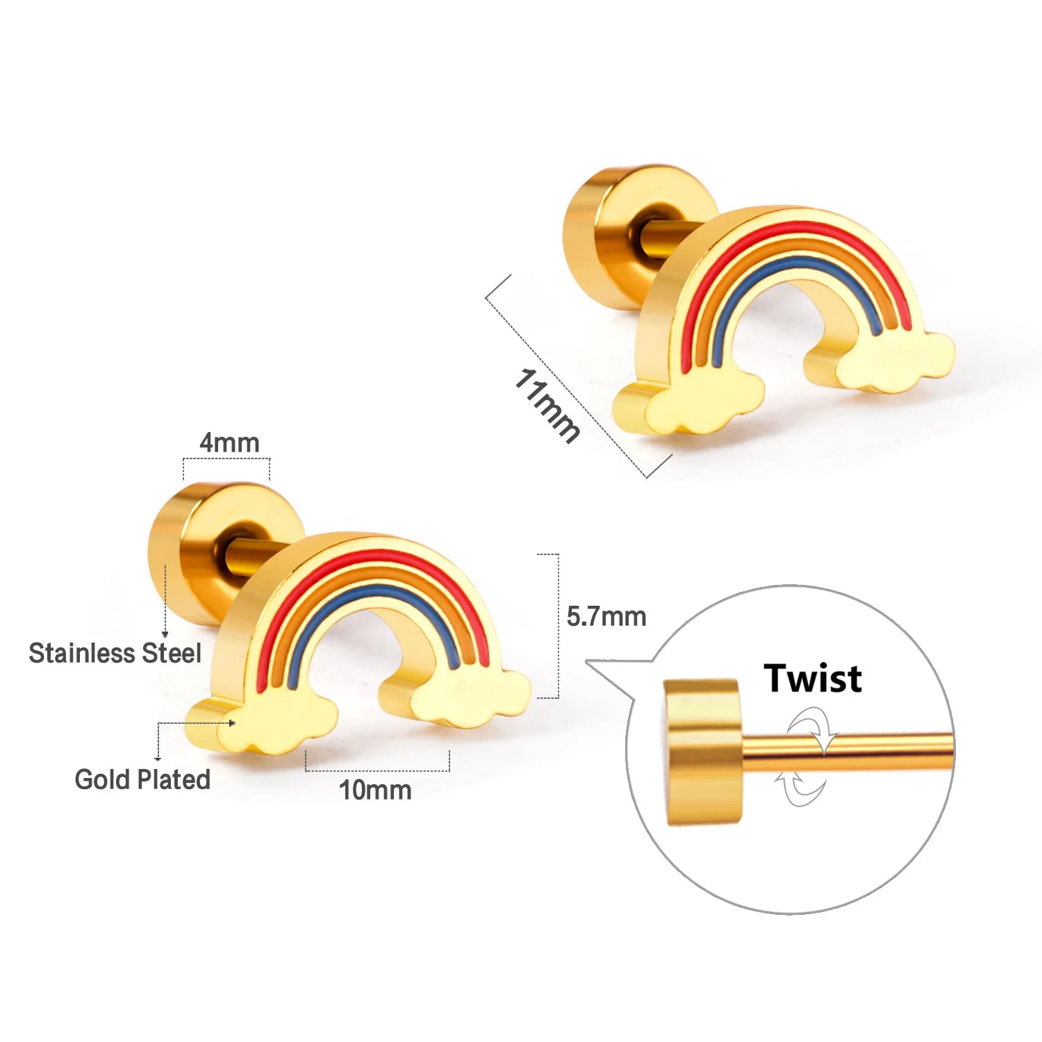 Cute Acrylic Animal Stud Earrings | Surgical Steel Hypoallergenic Earrings for Wome additional angle