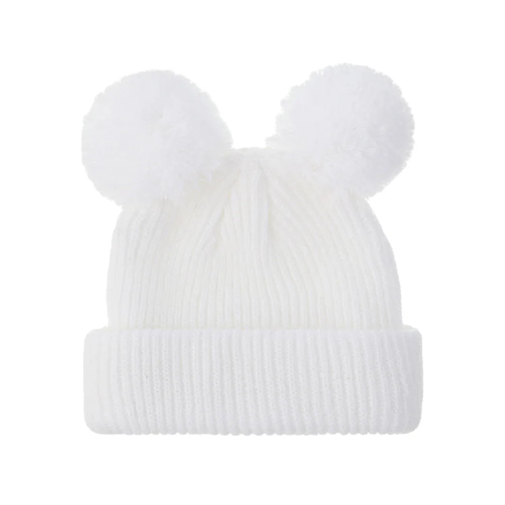 0-12M Solid Knitted Cute Pom Pom Cap | Newborn Baby Turban Hat lifestyle view