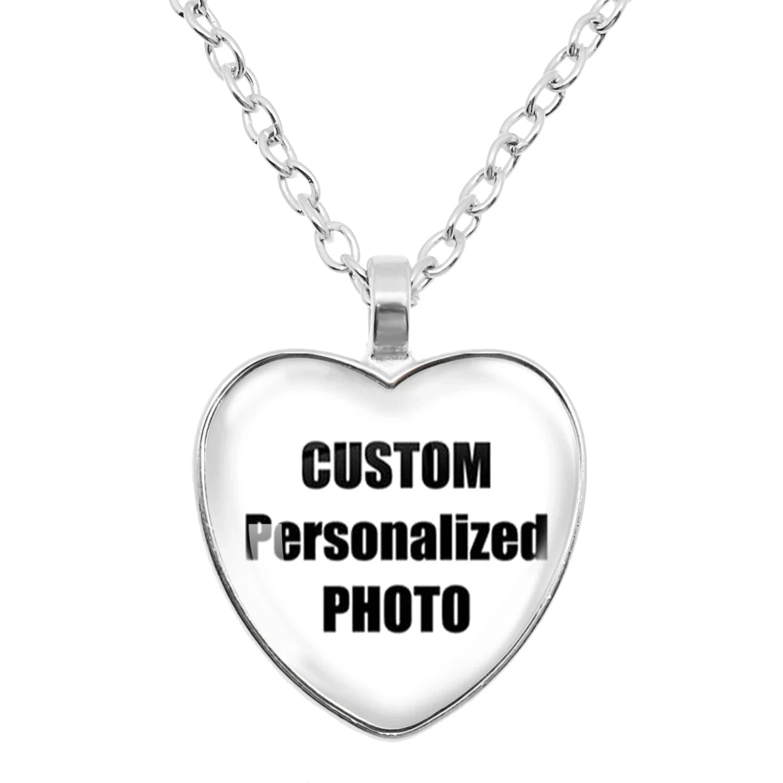 Custom Photo Heart Necklace | Personalized Double-Sided Family Jewelry Gift close-up view