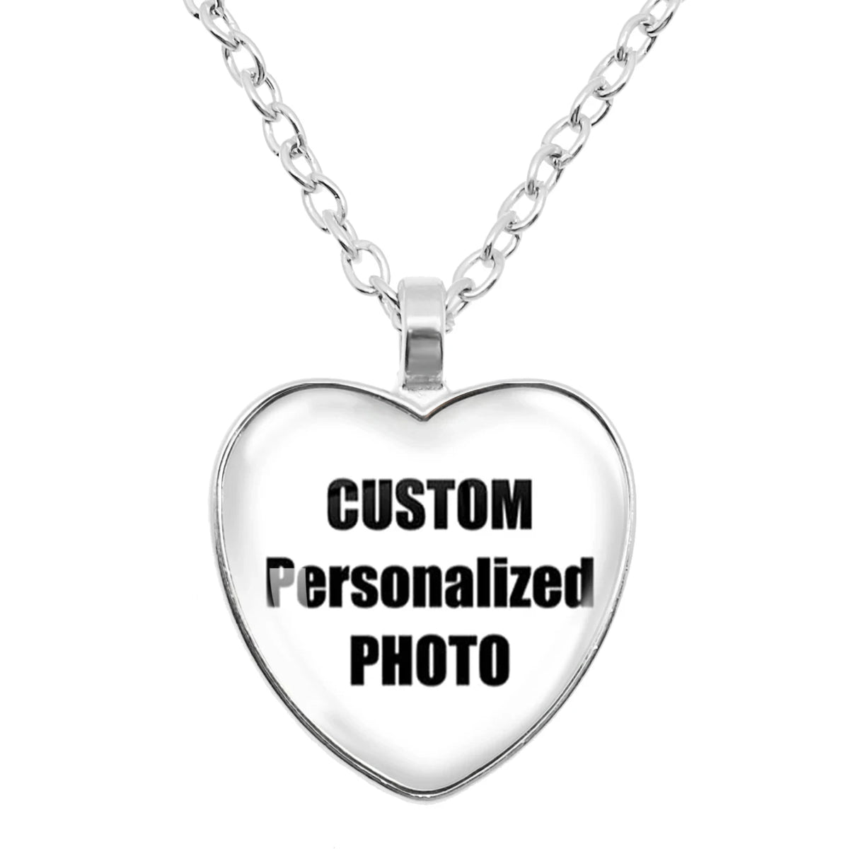 Custom Photo Heart Necklace | Personalized Double-Sided Family Jewelry Gift close-up view