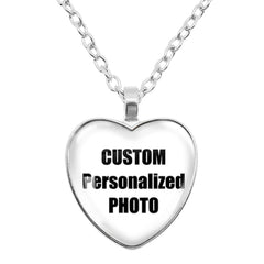 Custom Photo Heart Necklace | Personalized Double-Sided Family Jewelry Gift close-up view