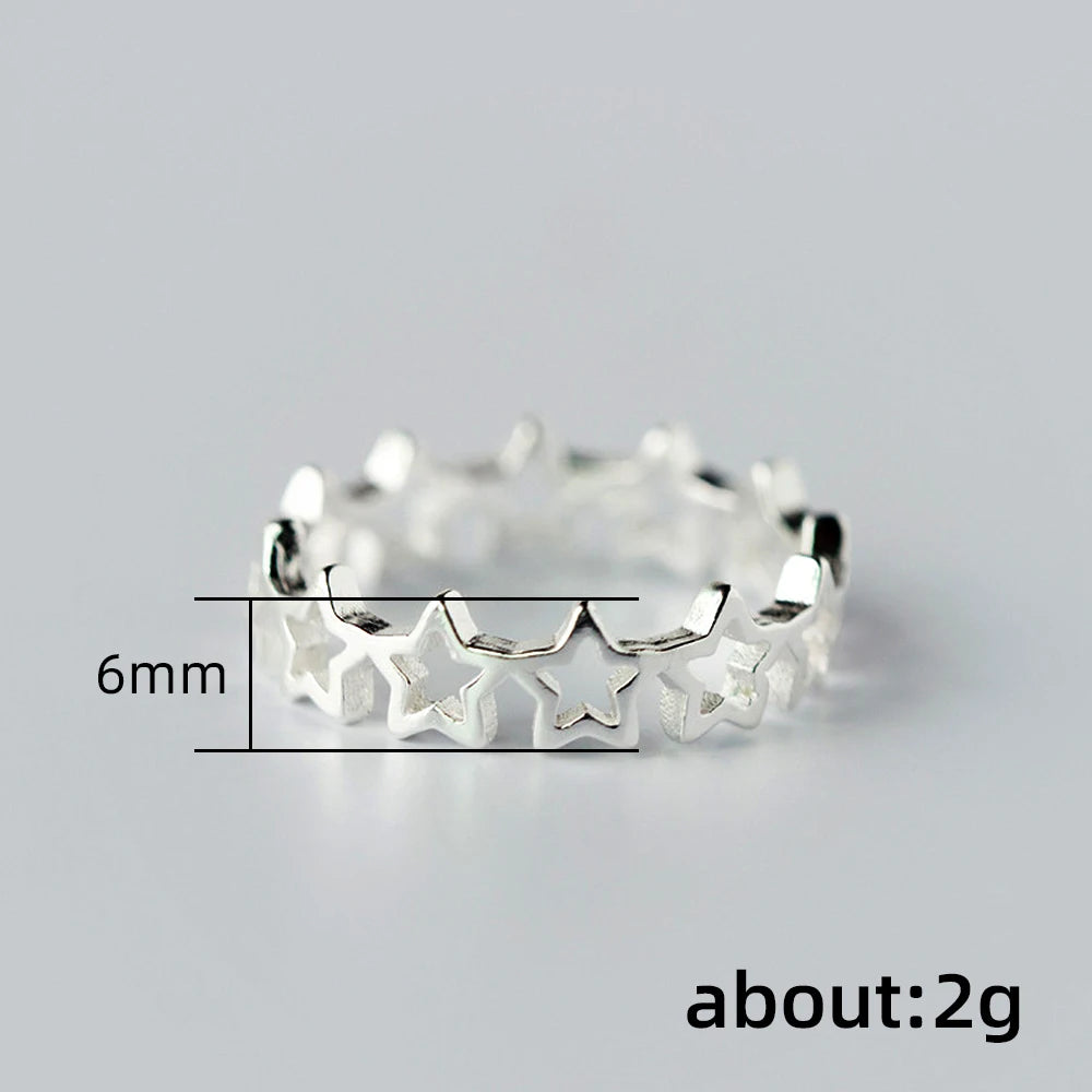 Huitan Fancy Stars Adjustable Opening Rings Women Silver Plated Daily Wear Fashion additional angle