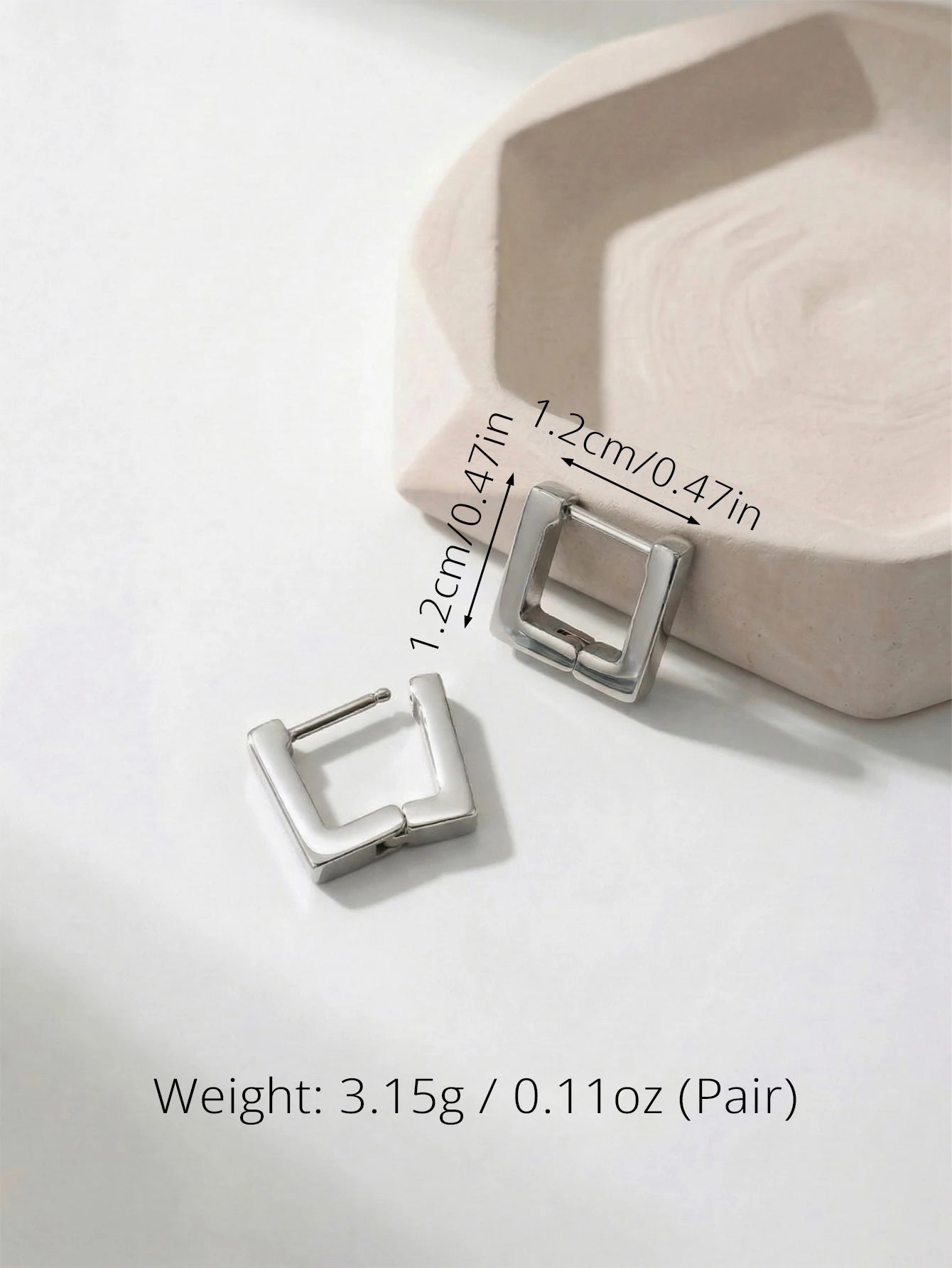 Unisex Stainless Steel Rectangular Hoop Earrings for Men Women Punk Rock Triangle Hug lifestyle view