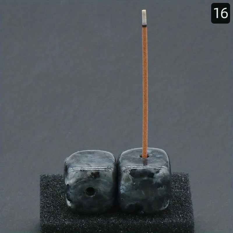 Natural Agate Stone Incense Holder | Square Wire Stick Incense Burner with Unique Pat alternate view