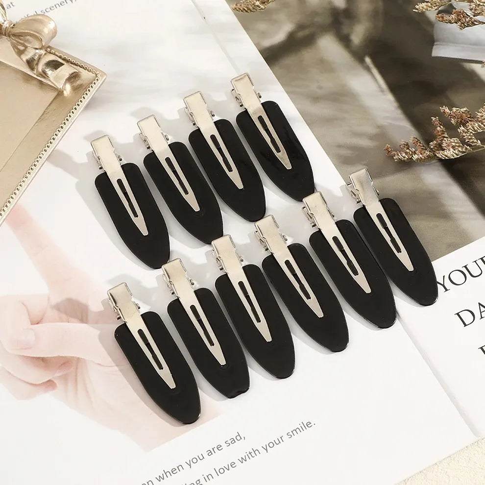 10pcs/set Bend Seamless Hair Clips Side Bangs Barrette Makeup Washing Face close-up view