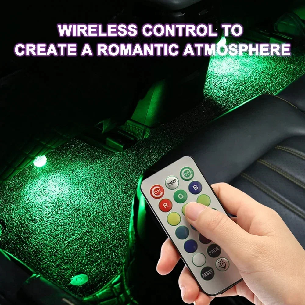 Wireless Adhesive LED Car Interior Ambient Light Remote Control Decor Auto Roof Foot Atm detail view