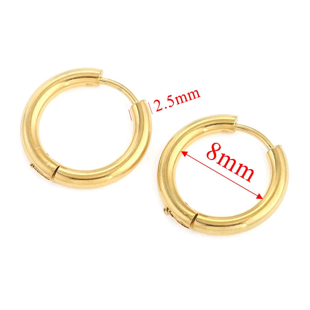 6pcs Stainless Steel Hoop Earrings Set | Hypoallergenic Korean Style Earrings for Wome close-up view