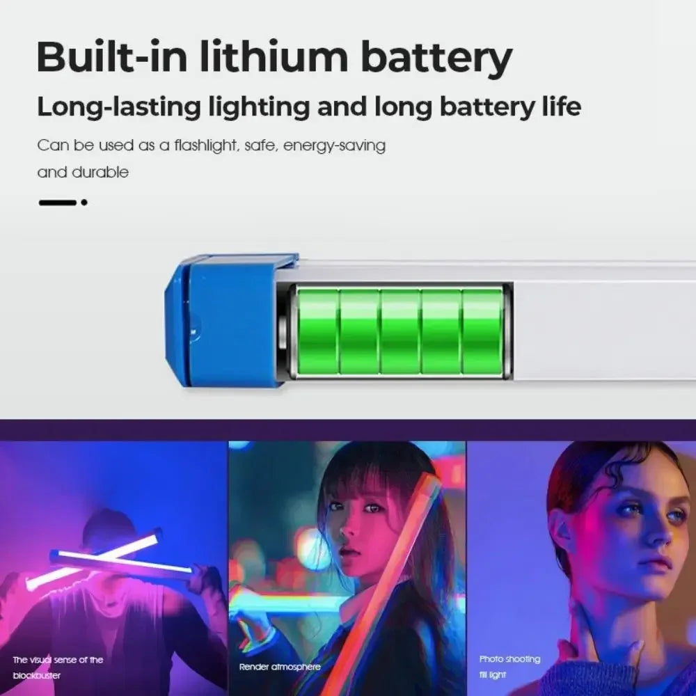 Colorful Tube Light RGB Light | Portable USB LED Lamp for Room Decor and Photography close-up view