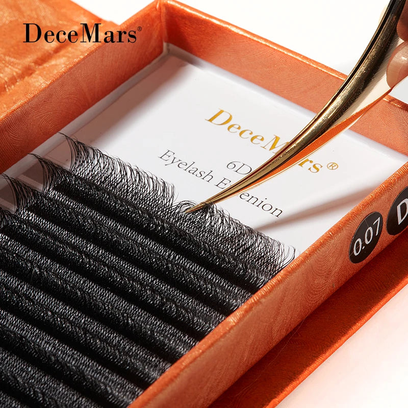 DeceMars 6D-W Shaped Eyelash Extensions | Salon-Grade Volume Lashes close-up view