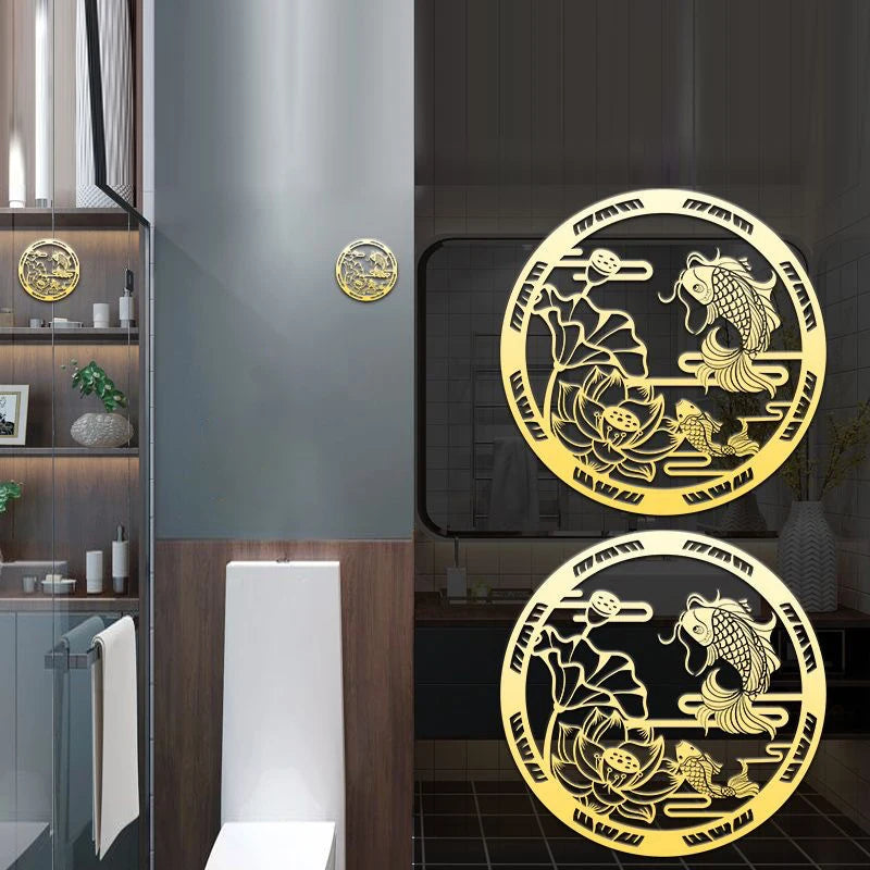 Carp Lotus Metal Sticker | Lucky Wealth Feng Shui Decoration alternate view