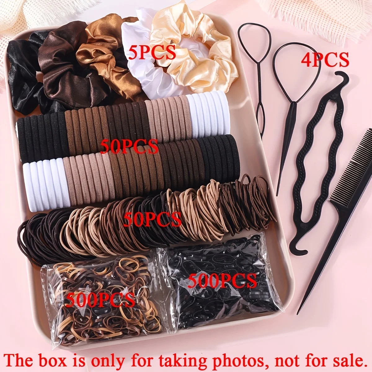 Women Dark Hair Set Elastic Seamless Ponytail Scrunchies Small Rubber Bands Hair Ties alternate view